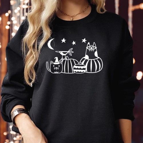 SWEATSHIRT (1779) Pumpkin Halloween Cat