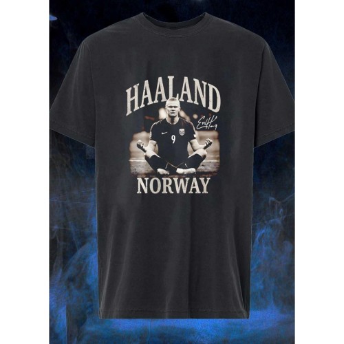 Erling Haaland Meditating Haaland Norway T-Shirt, Vintage Soccer Graphic Tee, Mens Womens Kids Jersey Gift, Birthday Sport Tops