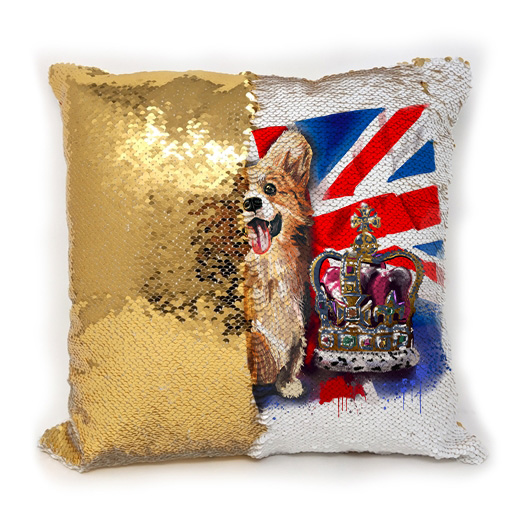 Queens Platinum Jubilee Sequin Cushion Cover