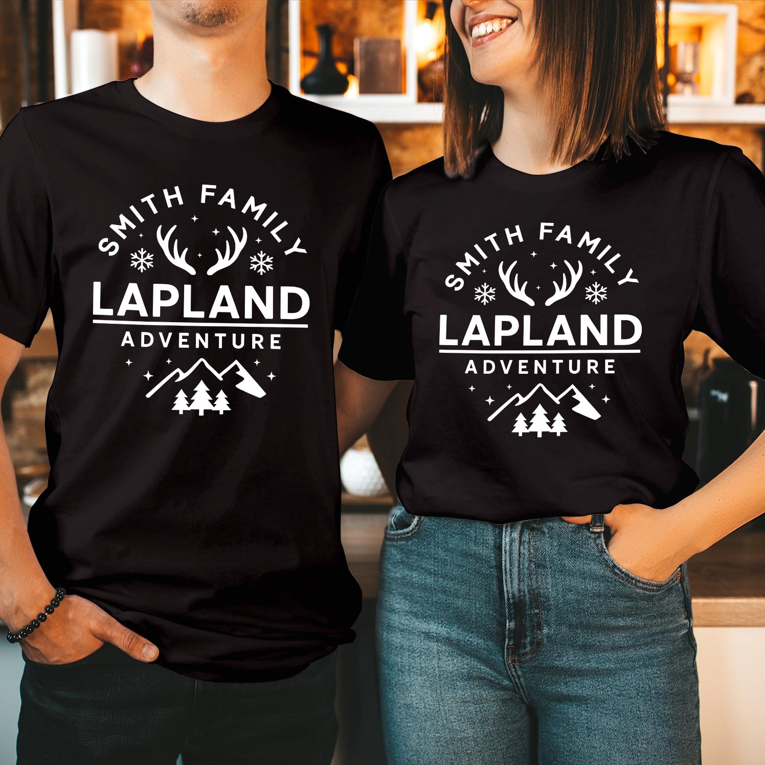 Personalised Lapland Adventure Family Holiday Matching Christmas T-Shirt – Custom The North Pole Santa Claus Holiday Shirts - Merry Xmas Gift for Mum, Dad, Kids Unisex T Shirts