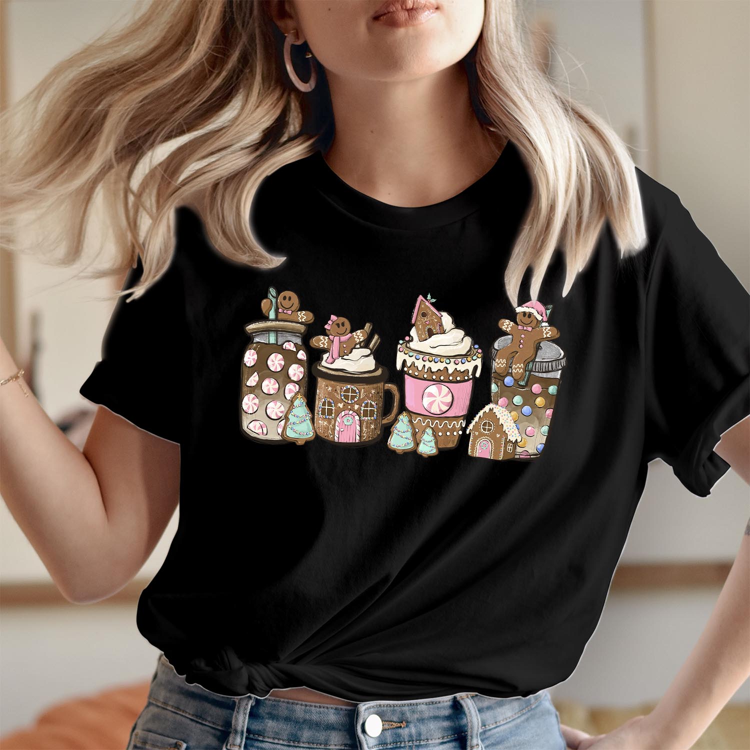 Gingerbread Man Christmas Latte Coffee T-shirt