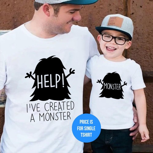 Help I've Created A Monster Father's Day T-Shirt Father Day Birthday Dad Daddy Papa Super dad Top dad gaming funny Gift for Her Him T Shirt