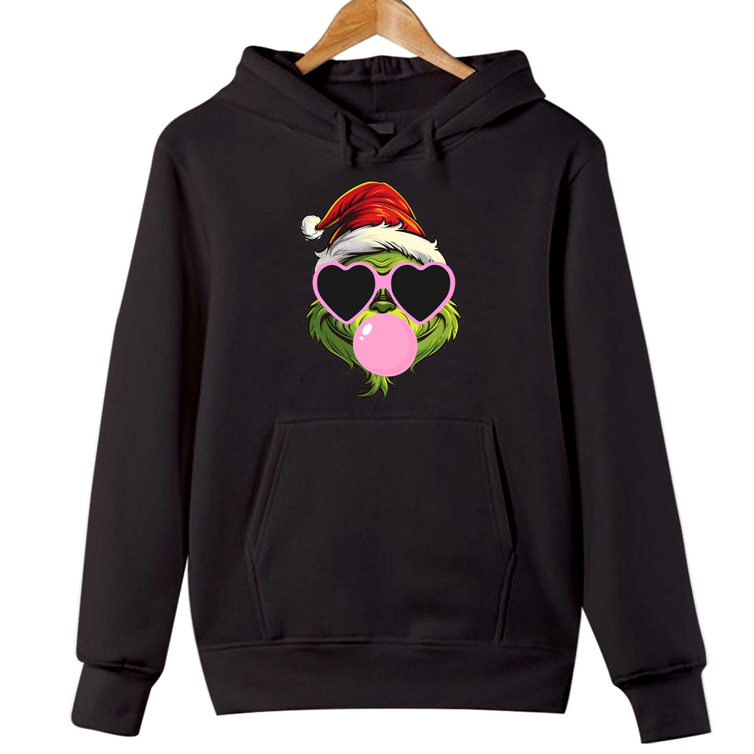 Merry Christmas Pink Sunglasses Santa Blowing Bubble Hat Funny Holiday Season Gift Xmas Jumper -Youth Hoodies No drawstring