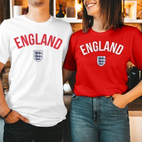 England Arched Logo T-Shirt, Three Lions Football Sports Top,  Men’s Women's Kids Birthday Gift Tee, FIFA World Cup 2026 Supporter Birthday Sport Apparel