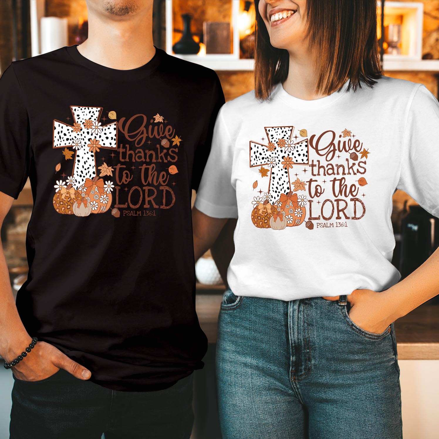 Give Thanks To The Lord Psalm Shirt, Spooky Trick or Treat Boo Cute Christian Faith Church Floral Tops, Halloween T Shirt